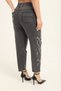 Plus Size High Waist Stone Detailed Lycra Elastic Waist Denim Mom Women's Trousers - 6