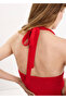 Halter yaka triko elbise - 7