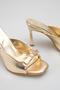 Women's Accessory Detailed Heeled Sandals Gold - 4