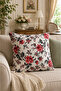 Botanika Series Ruby Floral Patterned Duck Fabric Decorative Throw Pillow Cover