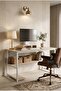 110*50*72cm Study Desk with Stand Writing Desk Table Computer Table with Bookshelf for Home Office Desks & Workstations - 2