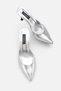 Elise Women's Silver Metallic Pointed Toe Stiletto Heeled Mule Slippers - 6