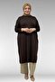 28092 Plus Size Low Sleeve Combed Cotton Tunic - Dark Brown