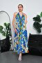 Women's Halter Neck Detailed Backless Slit Long Oversize Dress 260680-260681-260682 - 4