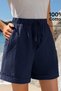 Women's Linen Shorts High Waist Elastic Summer Relaxed Fit Casual Shorts