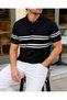 Men's Striped Polo Collar Knit T-Shirt: Summer, Comfortable, and Stylish