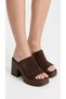 Qesvia Women's Stone Suede Thick Wood Pattern Open-Front Thick Heeled Slippers 9 cm - 4
