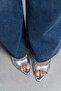 Promise Silver Patterned Pointed Toe Women's Thin Heeled Slippers