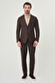 Plain Slim Fit Mono Collar Pocket Bag 100% Linen Men's Dark Brown - 41487.26Y - 3