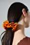 Orange Sequin Hand Knitted Hairpin – Handmade Cotton Viscose Hairpin - 6