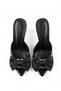 Women's Black Bowknot Pointed Toe 8 cm Thin Heeled Slippers Siloy - 3
