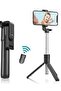 Bluetooth Selfie Stick with Remote & Light, 3-in-1 Tripod Stand for All Phones (Black)