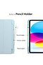 Smart Auto Wake/Sleep Cover with Built-in Pencil Holder Trifold Case for Apple iPad 10th Generation (Model A2696 A2757) - Aqua - 4