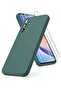 Case Compatible with Samsung Galaxy A54 5G - Soft TPU Liquid Silicone Cover with Shockproof Rubber and 2 Tempered Glass Protective Films (Green)