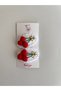 Girl's Knitted Snap Buckle (Red) - 2
