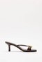 Heeled Vintage Buckle Bitter Brown Women's Heeled Slippers