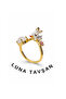 Women's Design Enamel Rabbit Stone Ring Hand-Painted Adjustable Gold Color Jewelry