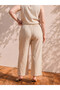 Lcwaikiki Curve Ecru Large Size Women's Trousers with Elastic Waist - 4