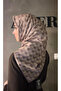 Sura Silk Patterned Scarf 9128701 Monogram 331-Mink-Brown