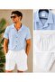 Men's Report Ottoman Fabric Short Sleeve Shirt Shorts Summer Bottom Top Set
