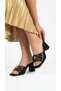 Mırev Women's Leather Thick Heeled Gold Buckle Square Toe Banded Daily Comfortable Use Heeled Slippers - 5