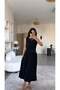 Black Zr Model Drape Detailed Midi Dress - 3
