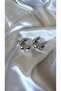 Women's Silver Color Curved Half Hoop Earrings