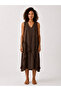 Women's Brown V-Neck Asymmetrical Cut Tassel Detailed Comfortable Fit Dress - 2
