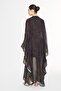 Brown Long Pareo with Palm Pattern and Lace-Up Detail on the Collar 1011 - 7