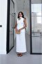 White Tasseled Shawl Detailed Blouse Skirt Set