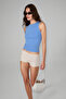 Petaly Women's Soft and Flexible Fabric Organic Cotton Round Neck Blue Undershirt - 4