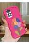 Redmi Note 11 Compatible Case Camera Protector Red Silicone Couple Phone Case with Floral Pattern