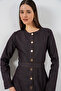 Women's Belted Long Denim Dress 1545 - Brown - 2