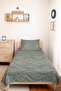 Green Leafed Tropical Teen Room Single Pique Set - Beige Modern 160X220 cm Bedspread - 5