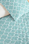 Turquoise Geometric Youth Room Single Pique Set - White Modern 160X220 cm Quilted Bedspread - 3