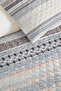 Geometric Striped Gray Young Room Single Pique Set-Bohemian Blue 160X220 cm Quilted Bedspread - 3