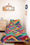 Geometric Colorful Youth Room Single Pique Set - Zigzag Turquoise Yellow 160X220 cm Bedspread - 2