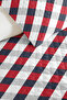 Red Plaid Geometric Youth Room Single Pique Set - Navy Blue Modern 160X220 cm Bedspread - 3