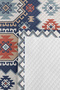 Ethnic Geometric Blue Pique Set - Bohemian Kilim Patterned Coral Beige 160X220 cm Quilted Bedspread - 7