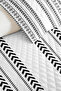 Black Geometric Youth Room Single Pique Set - Modern Striped 160X220 cm Quilted Bedspread - 3