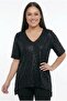 Women's V-Neck Short Sleeve Sequin Plus Size Blouse - 3