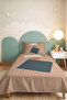 Beige Geometric Modern Young Room Single Pique Set-Blue Abstract Quilted Bedspread 160X220 cm - 2