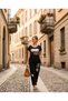Women's Bohemian Lettered Stamp Detailed Blouse and Trousers Two-Piece Set - 2