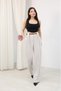 Calista Women's High Waist Wide Leg Fabric Trousers with Belt Detail - Belt Included - 3