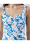 Blue Heart Neck Floral Dress - 3