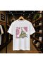 Eiffel Tower Stone Printed 100% Cotton Oversize Loose Regular Fit Crew Neck T-Shirt