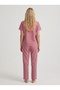 Women's Red Checkered Buttoned Collar Short Sleeve Pajama Set - 3