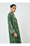 Green Embroidered Stand Collar Jalabiya - 2