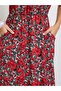 Red Floral Print Sleeveless Midi Dress - 3