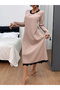 Beige Textured Lace Trim Nightdress - 4